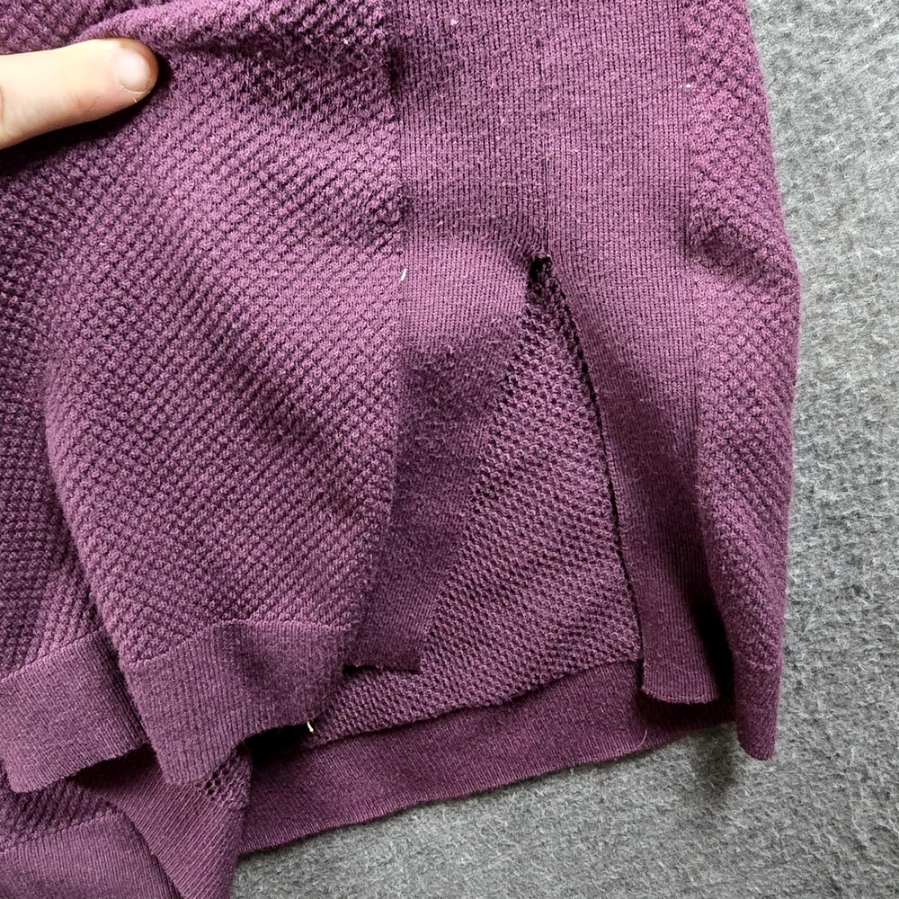 Duluth Trading Women L Purple Eggplant Pullover Sweater Waffle Long Oversize - Picture 5 of 9